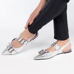 Sapatilha Slingback Maitê Metalizado Prata
