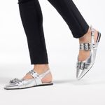 Sapatilha Slingback Maitê Metalizado Prata