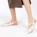 Sapatilha Slingback Aurora Off-White Strass