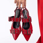 Sapatilha Slingback Maitê Verniz Vermelho