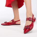 Sapatilha Slingback Maitê Verniz Vermelho