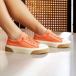 Tênis Feminino Casual em Lona Brida Monopólio Laranja 