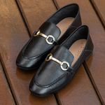Mocassim Em Couro Emily Preto