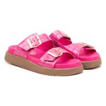 Papete Croco em couro Fivelas Hot Pink