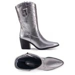 Bota Andria Western Em Couro Prata