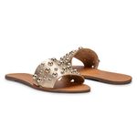 Rasteira Flat Monopólio Júlia Couro Dourado