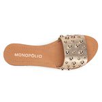 Rasteira Flat Monopólio Júlia Couro Dourado