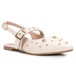 Sapatilha Slingback Aurora Off-White Strass