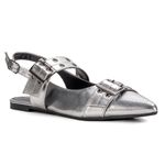 Sapatilha Slingback Maitê Metalizado Prata