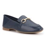 Mocassim Em Couro Emily Azul Marinho