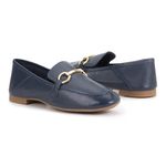 Mocassim Em Couro Emily Azul Marinho