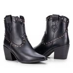 Bota Western Lya Em Couro Preto