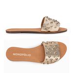 Rasteira Flat Monopólio Júlia Couro Dourado