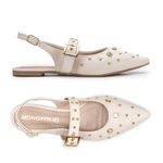 Sapatilha Slingback Aurora Off-White Strass