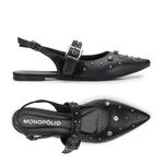 Sapatilha Slingback Aurora Preto Strass