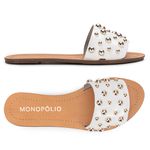 Rasteira Flat Monopólio Júlia Couro Branco