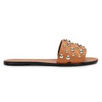 Rasteira Flat Monopólio Júlia Couro Caramelo