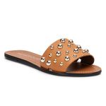 Rasteira Flat Monopólio Júlia Couro Caramelo