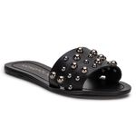 Rasteira Flat Monopólio Júlia Couro Preto