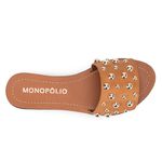 Rasteira Flat Monopólio Júlia Couro Caramelo