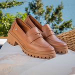 Mocassim Tratorado Viena Monopólio em Couro Carmel/Caramelo