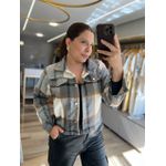 Camisa Cropped Xadrez Cinza
