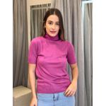 Blusa Lisa em Tricot Modal Gola Alta Fúcsia 