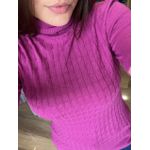 Blusa Gola Alta Tricot Relevo Fúcsia