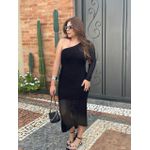Vestido Hari Tricot Modal Nula Manga Preto
