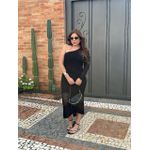 Vestido Hari Tricot Modal Nula Manga Preto