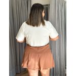 Short Saia Plus Size Plissado Marrom