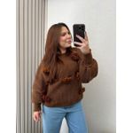 Tricot Com Aplicação Em Flor Marrom