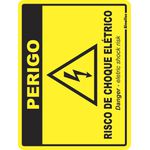 PLACA EM POLIESTIRENO 15X20CM - PERIGO RISCO DE CHOQUE ELETRICO PORT/INGLES - SINALIZE