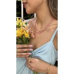 Colar Encanto Rosa Pedra Natural 