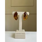 Brinco Orgânico Resina Marrom Banhado a Ouro