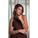 Brinco Orgânico Resina Marrom Banhado a Ouro