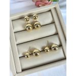 Brinco Esfera Dupla Banhado a Ouro