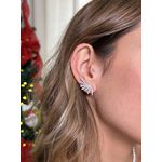 Brinco Earcuff Asa Cravejado Banhado a Ródio