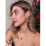 Conjunto Coração Martelado Banhado a Ouro