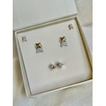 Brinco Estrela Dupla Cravejado Mix Banhado a Ouro