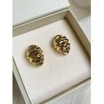 Brinco Textura Médio Banhado a Ouro