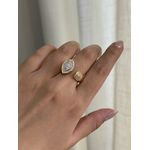 Anel Navete Cravejado Banhado a Ouro