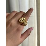 Anel Textura Maxi Banhado a Ouro