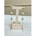 Brinco Longo Pérolas e Esferas Banhado a Ouro