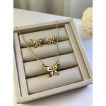 Conjunto Colar e Brinco Borboleta Banhado a Ouro