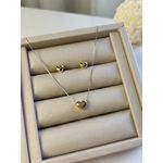 Conjunto Colar e Brinco Coração Banhado Ouro e Ródio