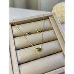 Conjunto Colar e Brinco Coração Banhado a Ouro