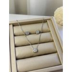 Conjunto Cravejado Solitário Banhado a Ródio