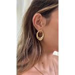 Brinco Orgânico Oval Banhado a Ouro