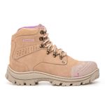 Bota Segurança Feminina C.A em Couro Legítimo 2191 UnderSports Creme Rosa